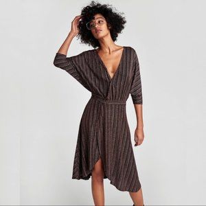 Women's Metallic Zara W/B Collection Wrap Dress